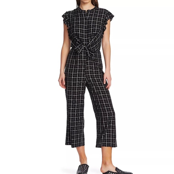 1. State Pants - 🆕$129 Check Flutter Sleeve Jumpsuit